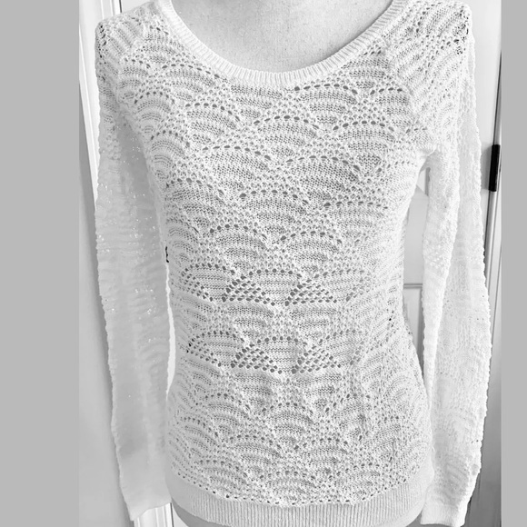 LOFT Sweaters - 🆕Loft white crochet sweater- XS- NWOT